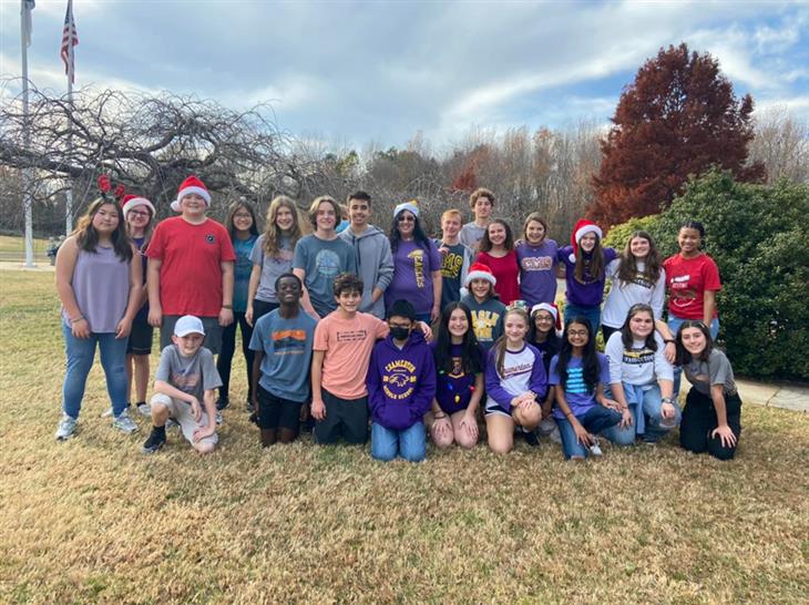 Cramerton Middle School was one of the many pickup sites for the 26th annual Gaston County Toy Run.  Beta Club students served hot chocolate and cookies to share holiday cheer with children and families.